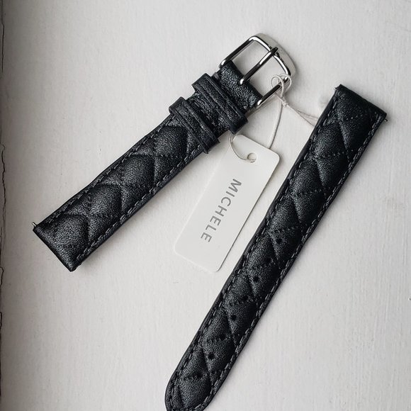 Michele Black Quilted Watch Strap main image 8